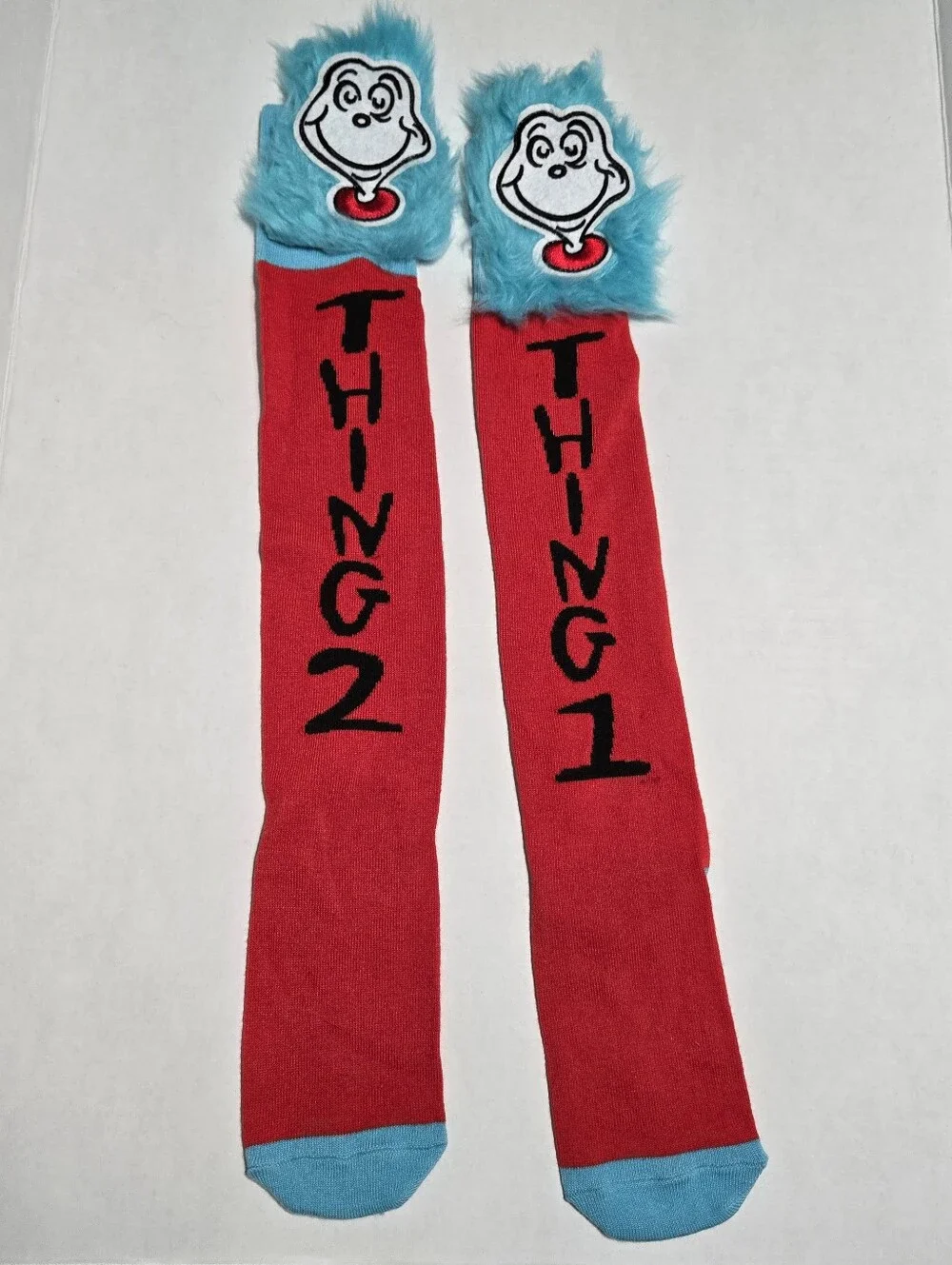 Dr. Seuss Thing 1 & Thing 2 socks, 1 pair extra long knee high crazy sock day
